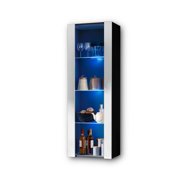 Tivoli Schrank, Weiß/Schwarz LED-Beleuchtung Blau