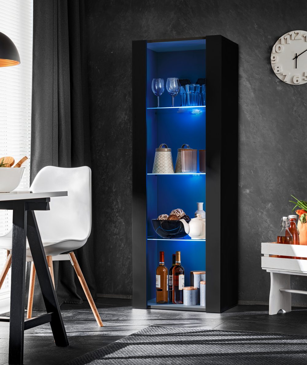 Tivoli Schrank, Schwarz/Schwarz LED-Beleuchtung Blau – Bild 4