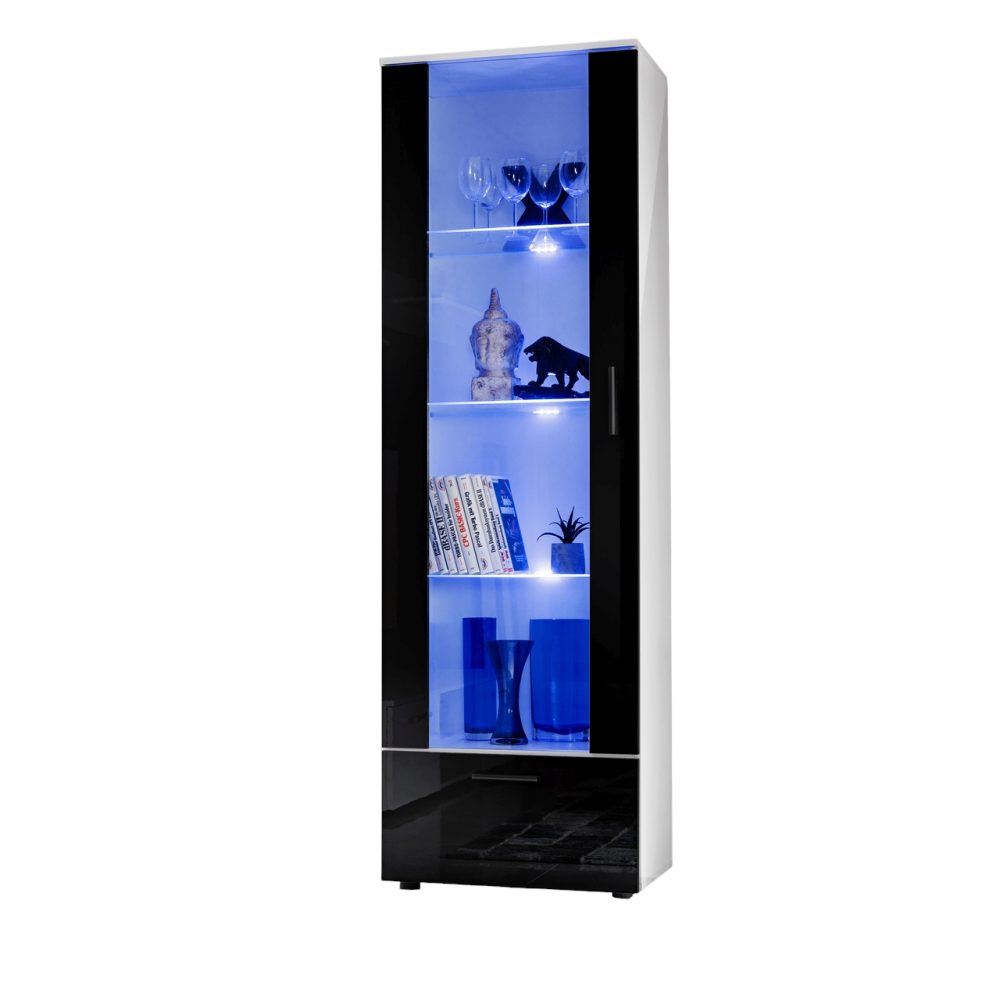 Alessandria Stehendes Display, Schwarz/Weiß LED-Beleuchtung Blau