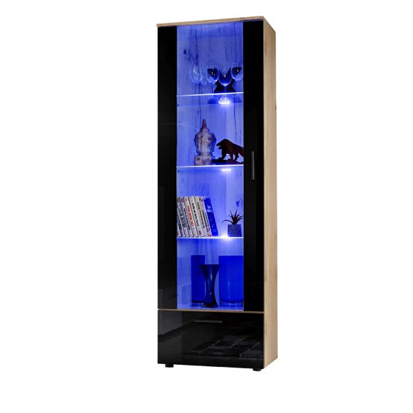 Alessandria Stehendes Display, Schwarz/Wotan LED-Beleuchtung Blau