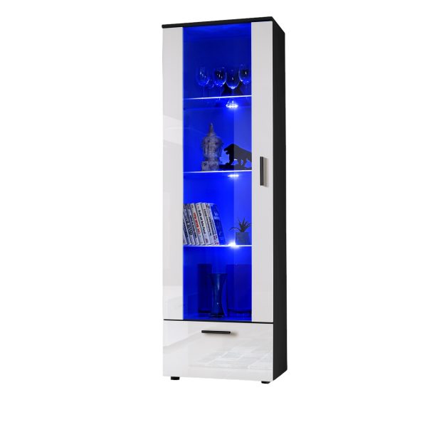 Alessandria Stehendes Display, Weiß/Schwarz LED-Beleuchtung Blau