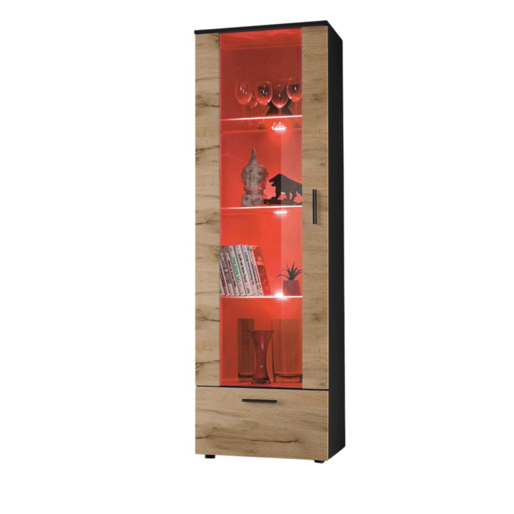 Alessandria Standschrank, Wotan/Schwarz LED RGB Beleuchtung