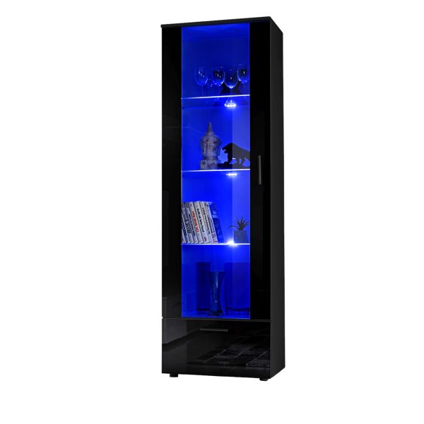 Alessandria Stehendes Display, Schwarz/Schwarz LED-Beleuchtung Blau