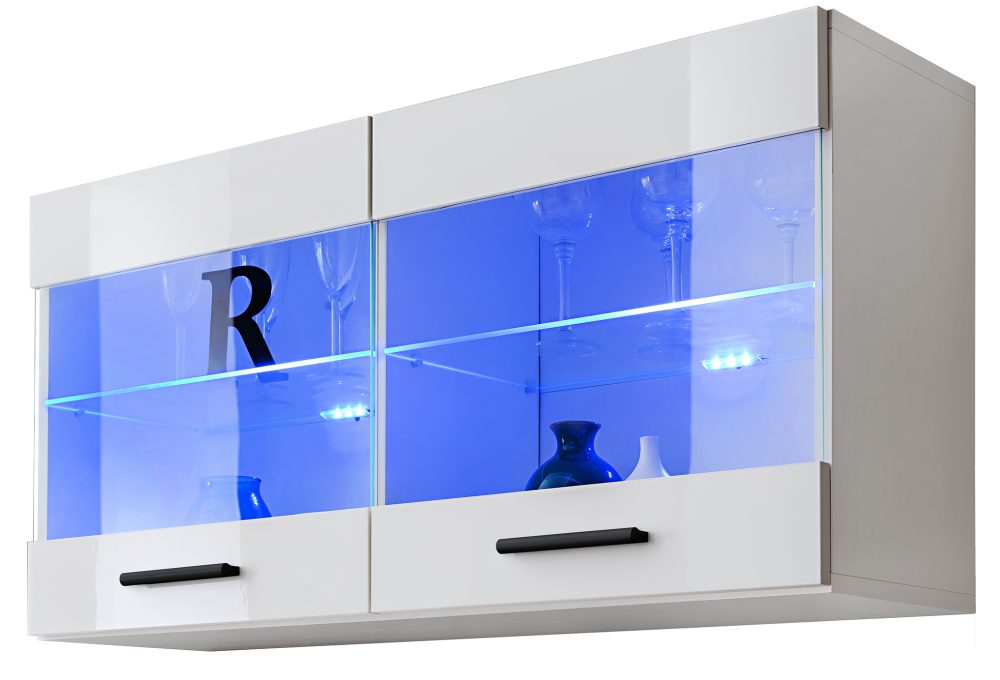 IWITI0100000003L1XXX_00 Savona Hängendes Regal, Weiß/Weiß LED Beleuchtung Blau – Bild 1