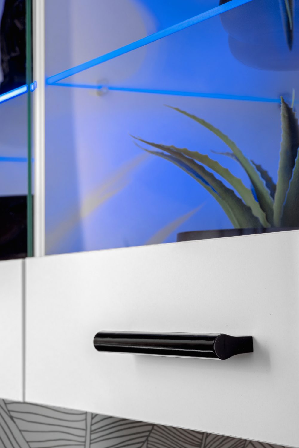 Savona Hängendes Regal, Weiß/Weiß LED Beleuchtung Blau – Bild 6