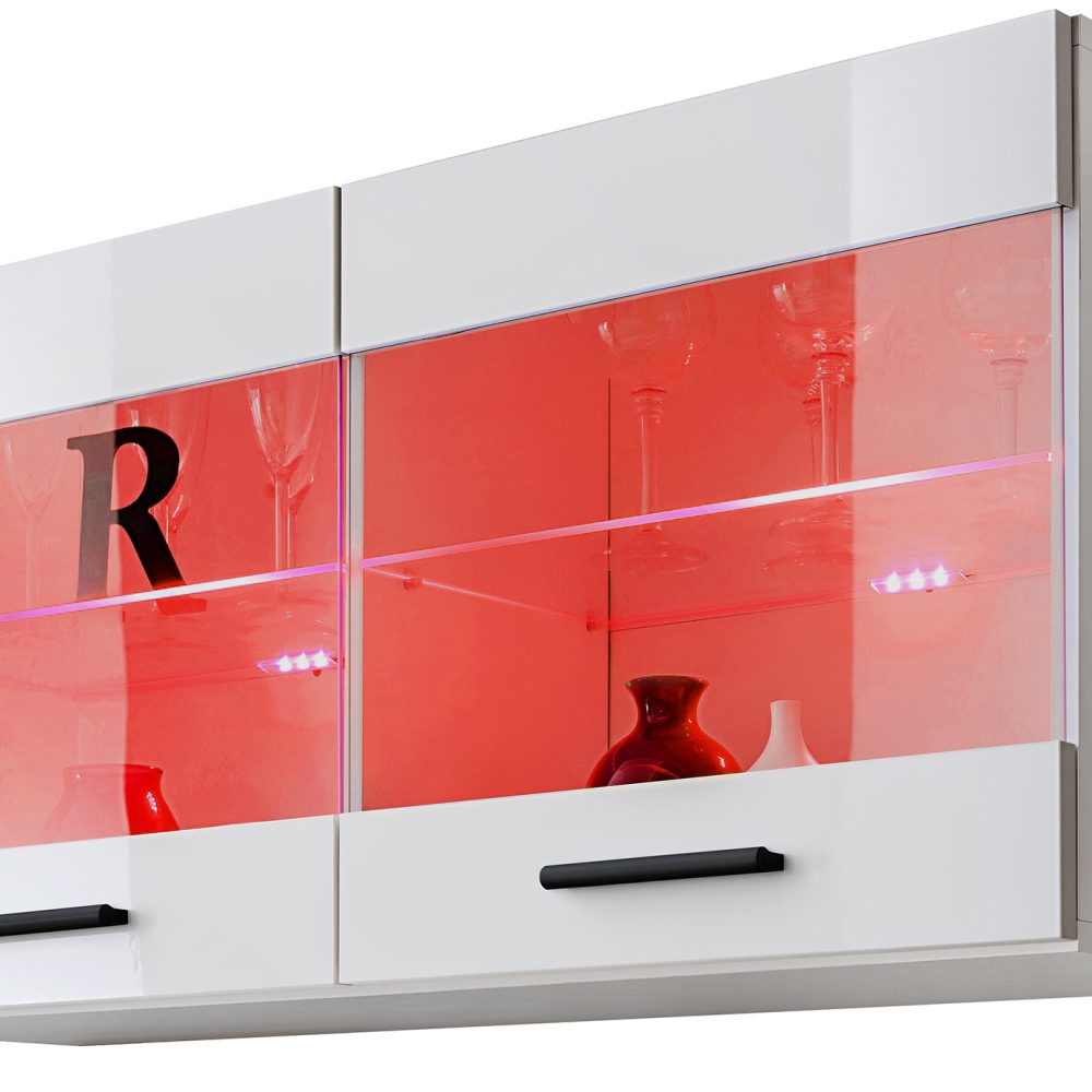 Savona Hängendes Regal, Weiß/Weiß RGB LED Beleuchtung