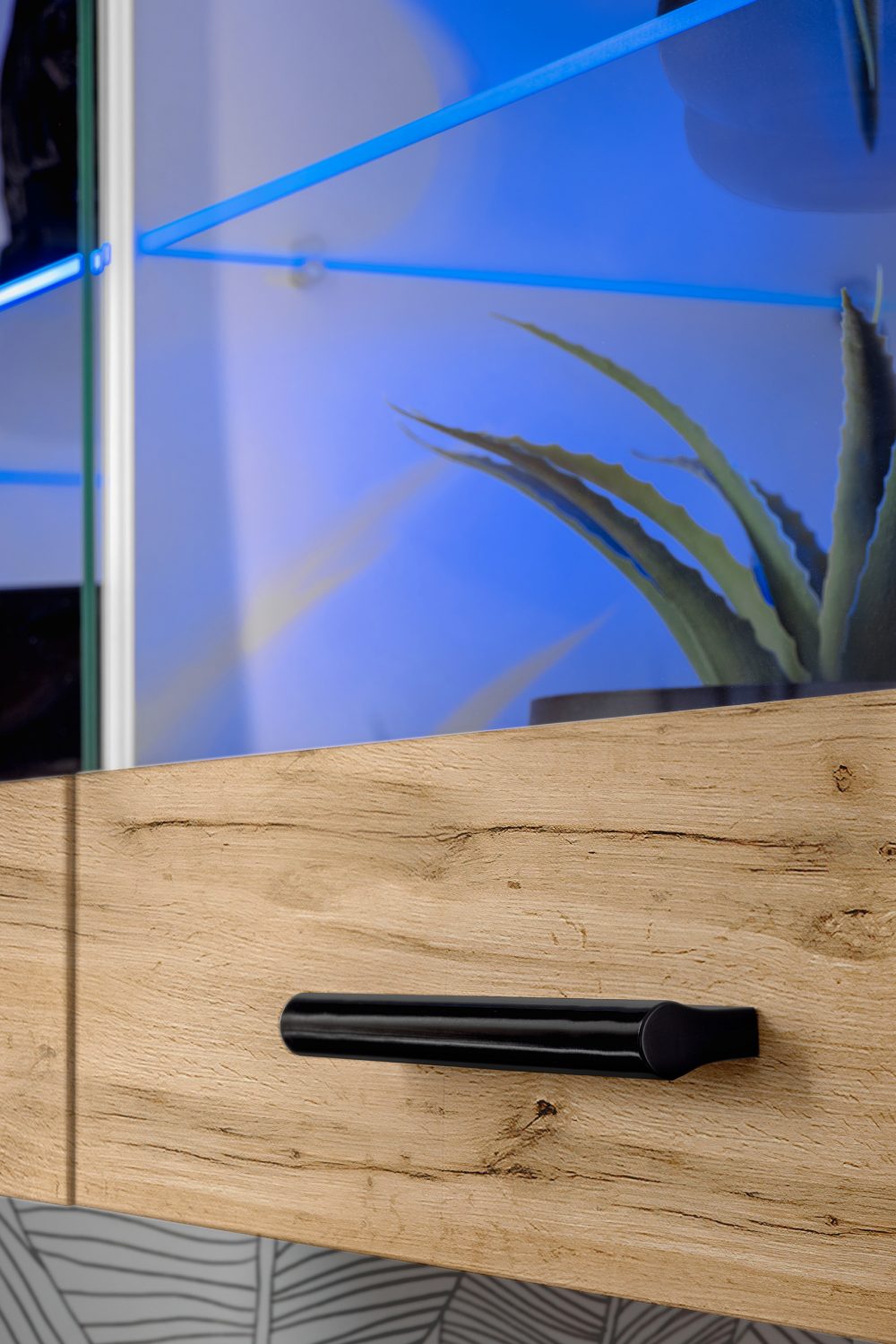 Savona Hängendes Regal, Wotan/Weiß LED Beleuchtung Blau – Bild 6