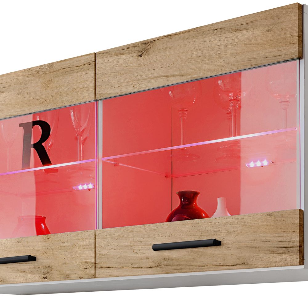 Savona Hängendes Regal, Wotan/Weiß LED RGB Beleuchtung