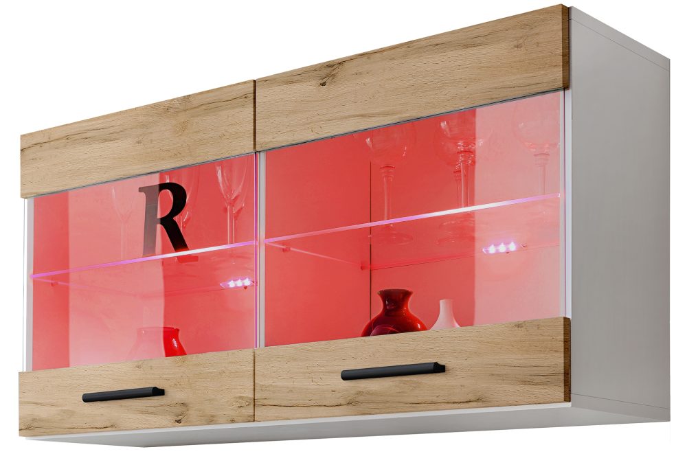 IWITI0100004W04LRXXX_00 Savona Hängendes Regal, Wotan/Weiß LED RGB Beleuchtung – Bild 1