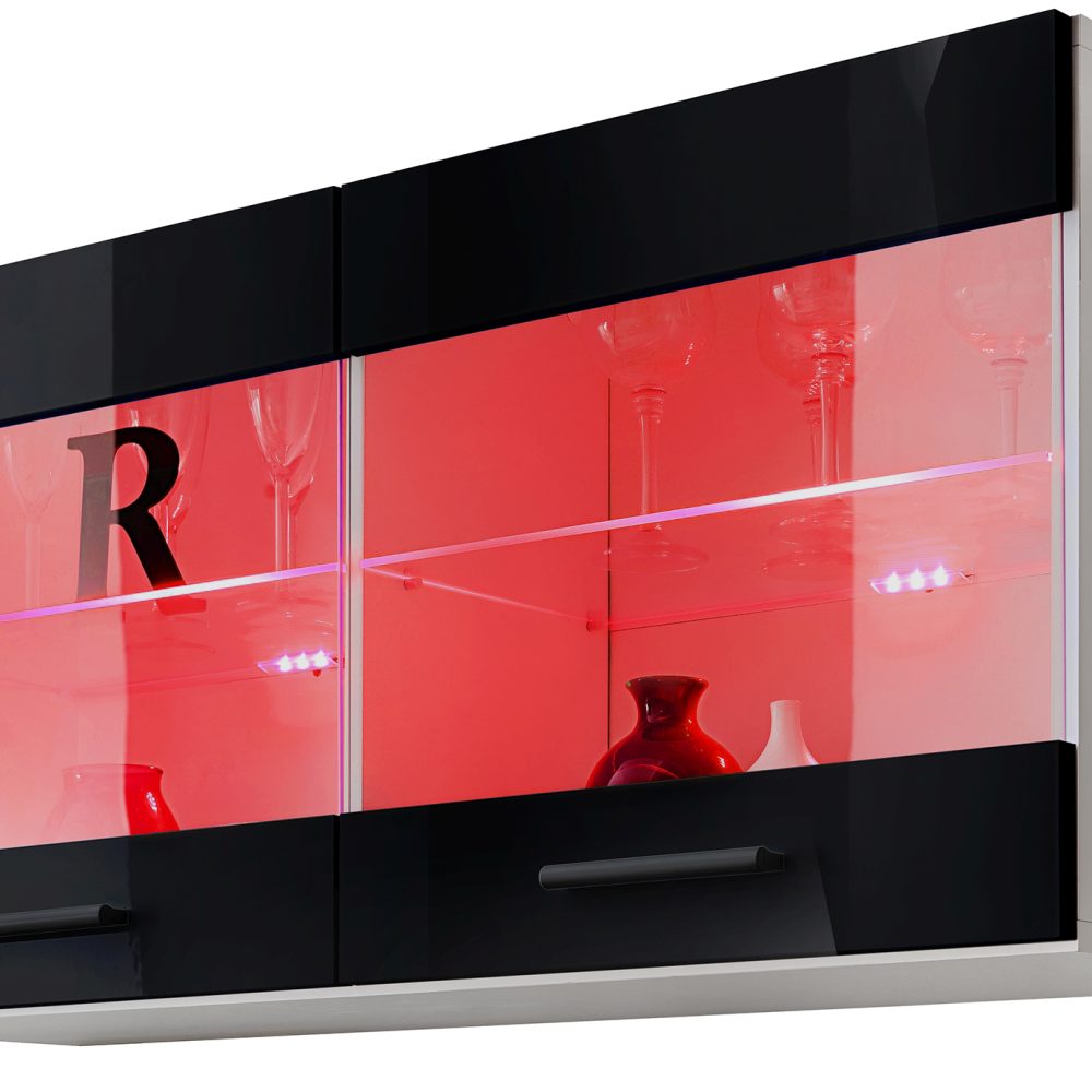 Savona Hängendes Regal, Schwarz/Weiß RGB LED Beleuchtung