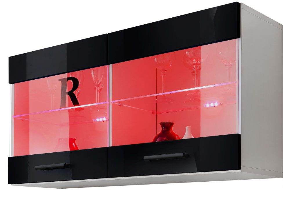 Savona Hängendes Regal, Schwarz/Weiß RGB LED Beleuchtung – Bild 1