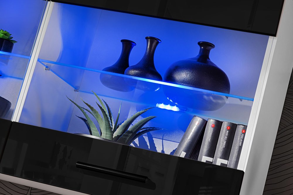 Savona Hängendes Regal, Schwarz/Weiß RGB LED Beleuchtung – Bild 4