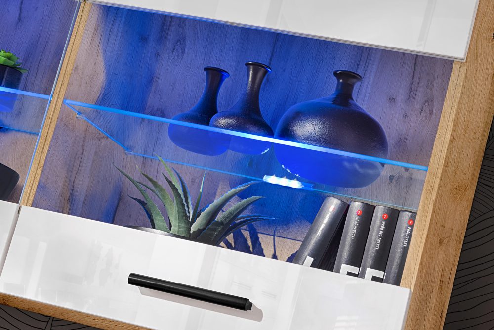 Savona Hängendes Regal, Weiß/Wotan RGB LED Beleuchtung – Bild 4