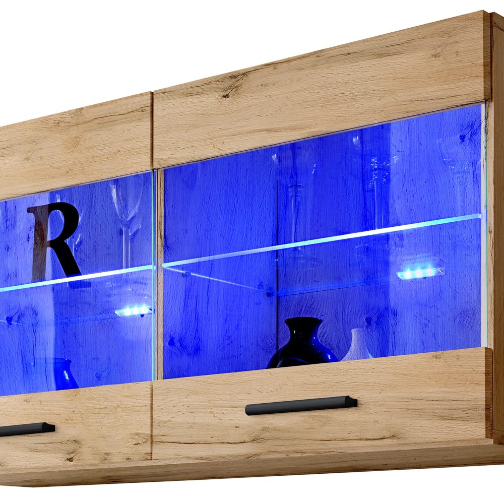 Savona Hängendes Regal, Wotan/Wotan LED Beleuchtung Blau