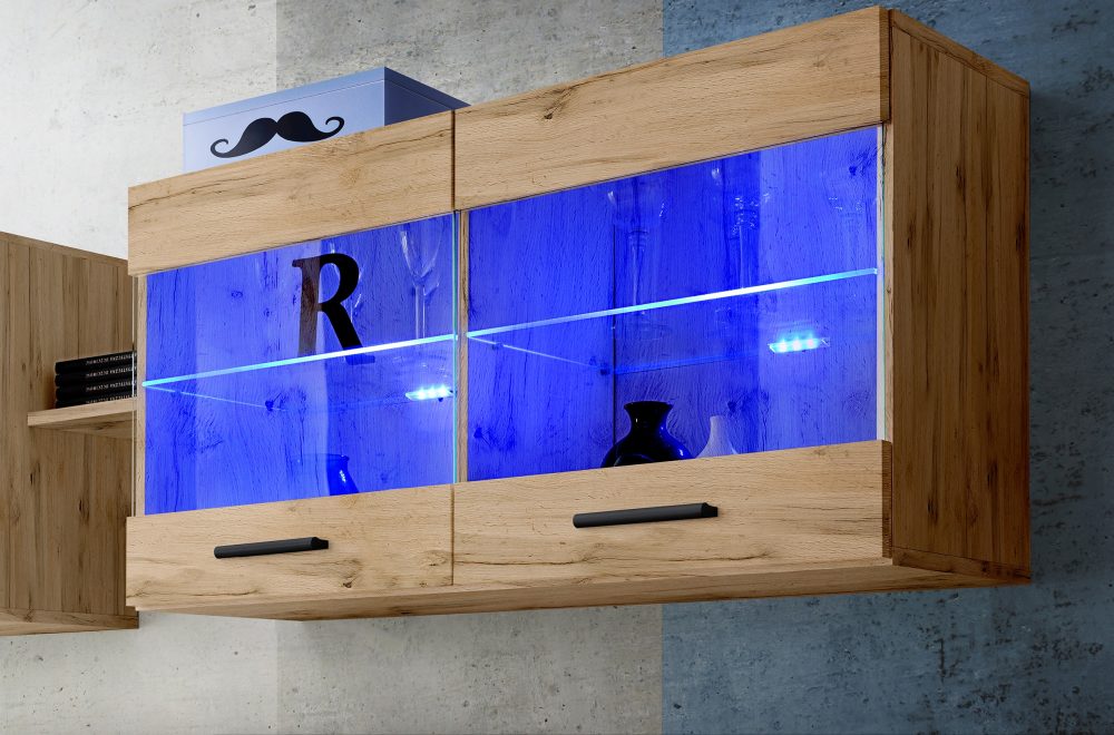 Savona Hängendes Regal, Wotan/Wotan LED Beleuchtung Blau – Bild 4
