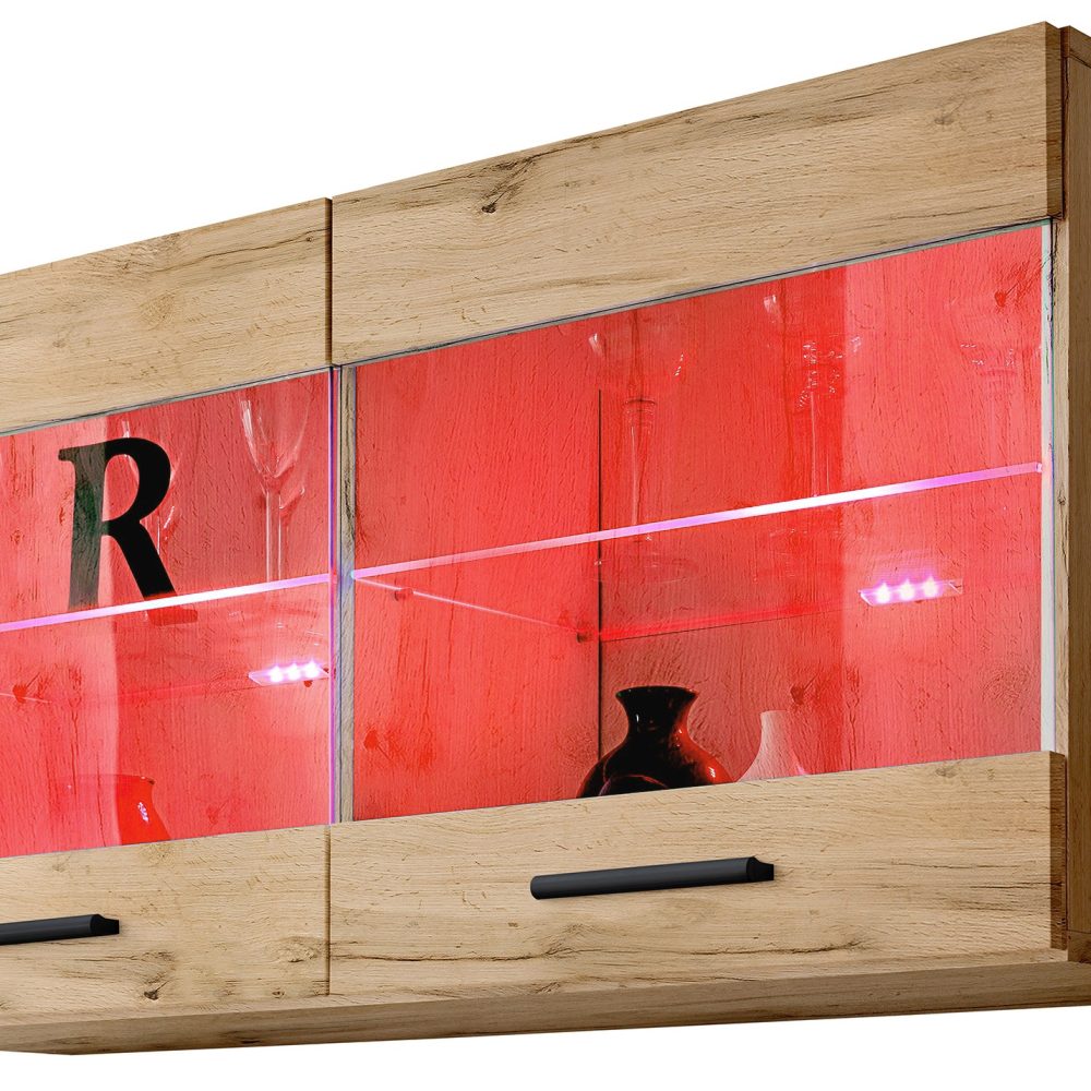 Schrank Hängeregal Savona, Wotan/Wotan LED RGB Beleuchtung