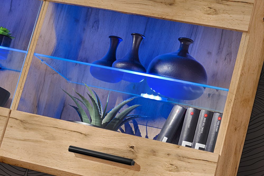 Schrank Hängeregal Savona, Wotan/Wotan LED RGB Beleuchtung – Bild 4