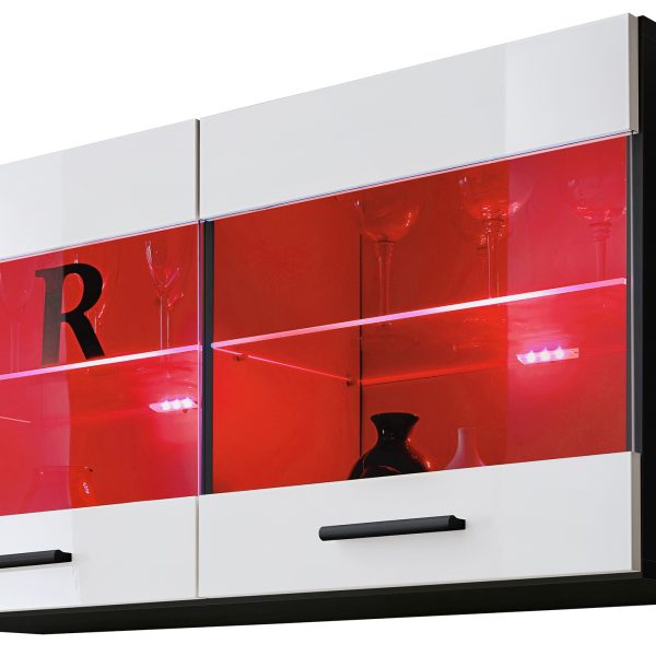 Savona Hängendes Regal, Weiß/Schwarz LED RGB Beleuchtung