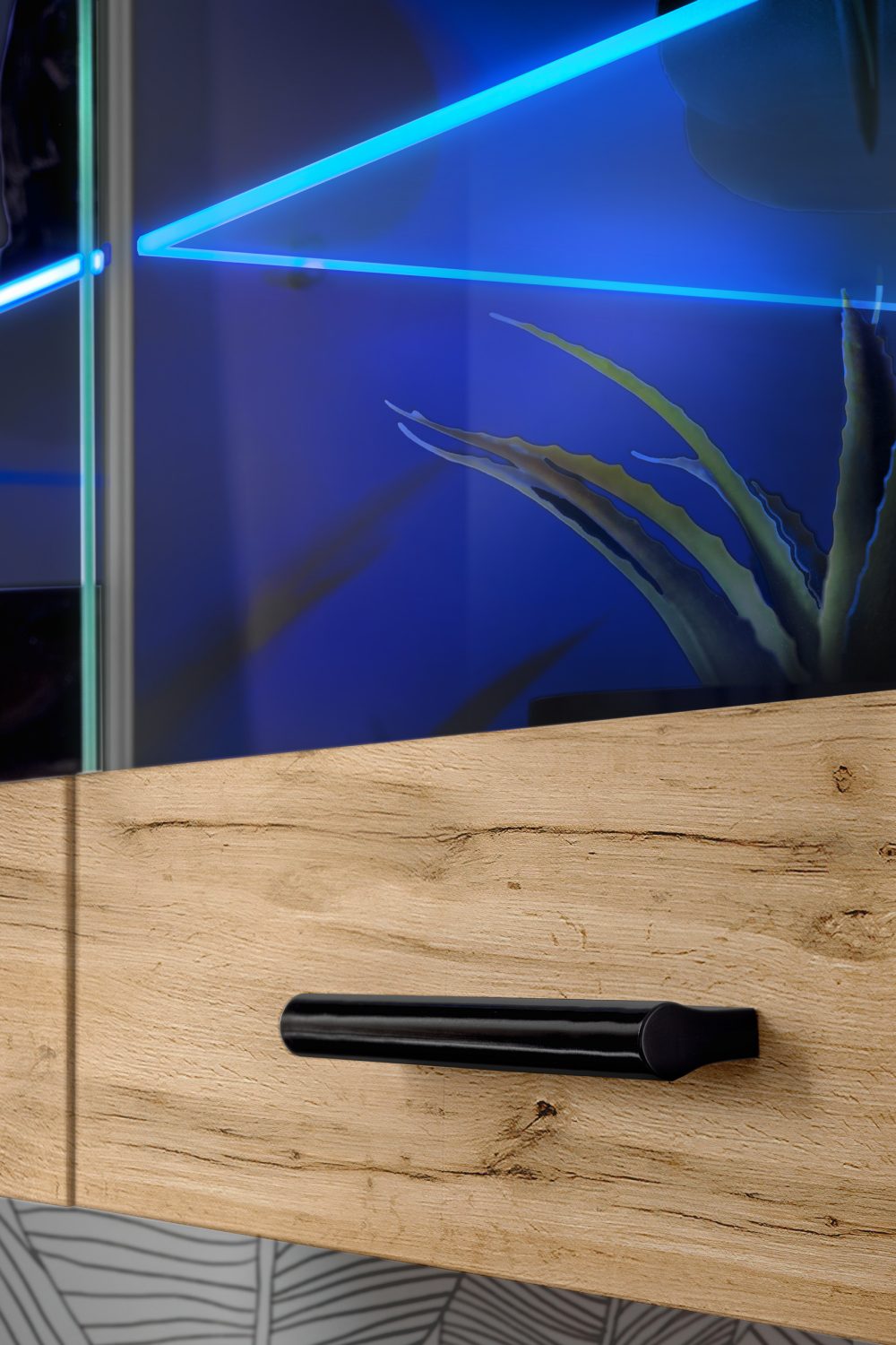 Savona Hängendes Regal, Wotan/Schwarz LED Beleuchtung Blau – Bild 6