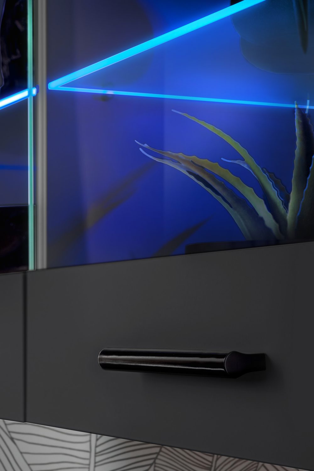 Savona Hängendes Regal, Schwarz/Schwarz LED Beleuchtung Blau – Bild 6