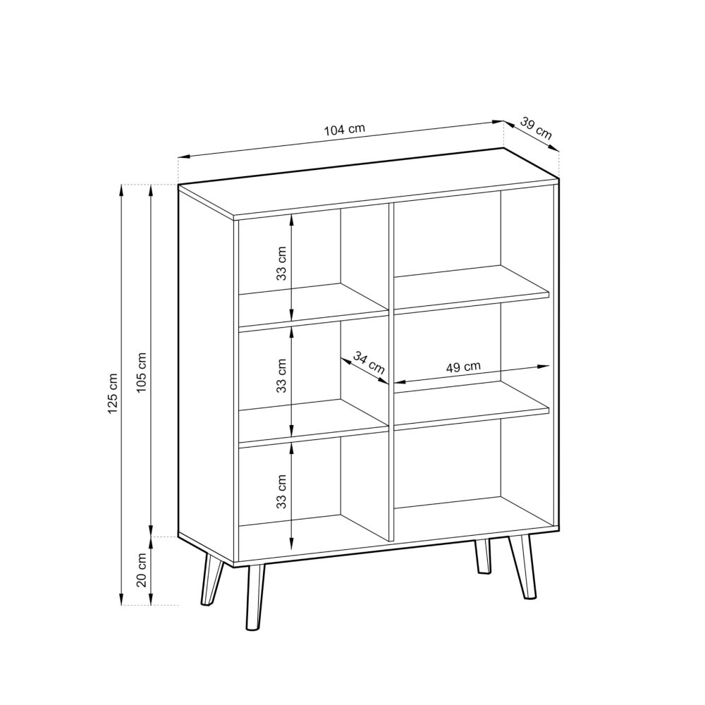 Saskatoon KD104 – Kommode, schwarz, Eiche artisan, Breite 104 cm, Höhe 125 cm, Tiefe 39 cm – Bild 2