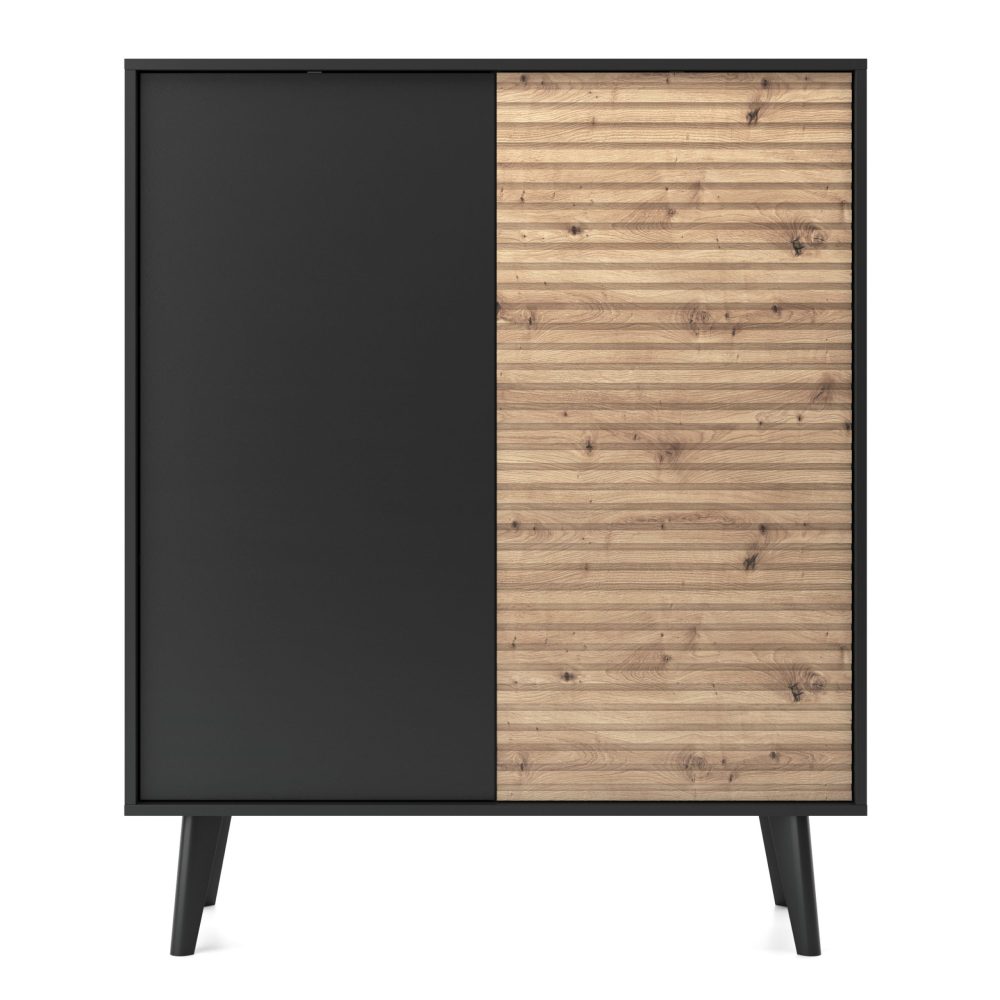 Saskatoon KD104 – Kommode, schwarz, Eiche artisan, Breite 104 cm, Höhe 125 cm, Tiefe 39 cm – Bild 5