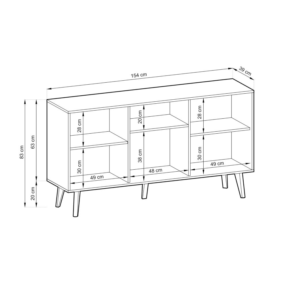 Saskatoon K154 – Kommode, schwarz, Eiche artisan, Breite 154 cm, Höhe 83 cm, Tiefe 39 cm – Bild 2