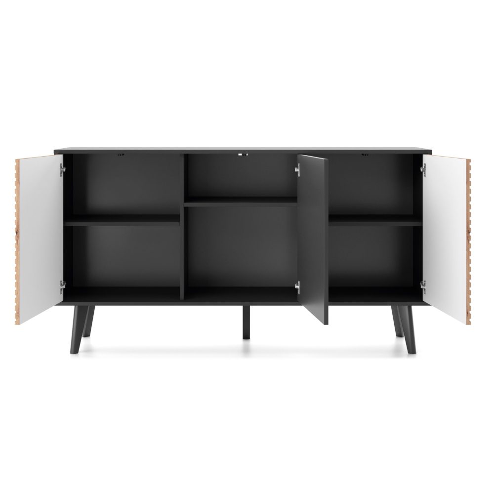 Saskatoon K154 – Kommode, schwarz, Eiche artisan, Breite 154 cm, Höhe 83 cm, Tiefe 39 cm – Bild 3