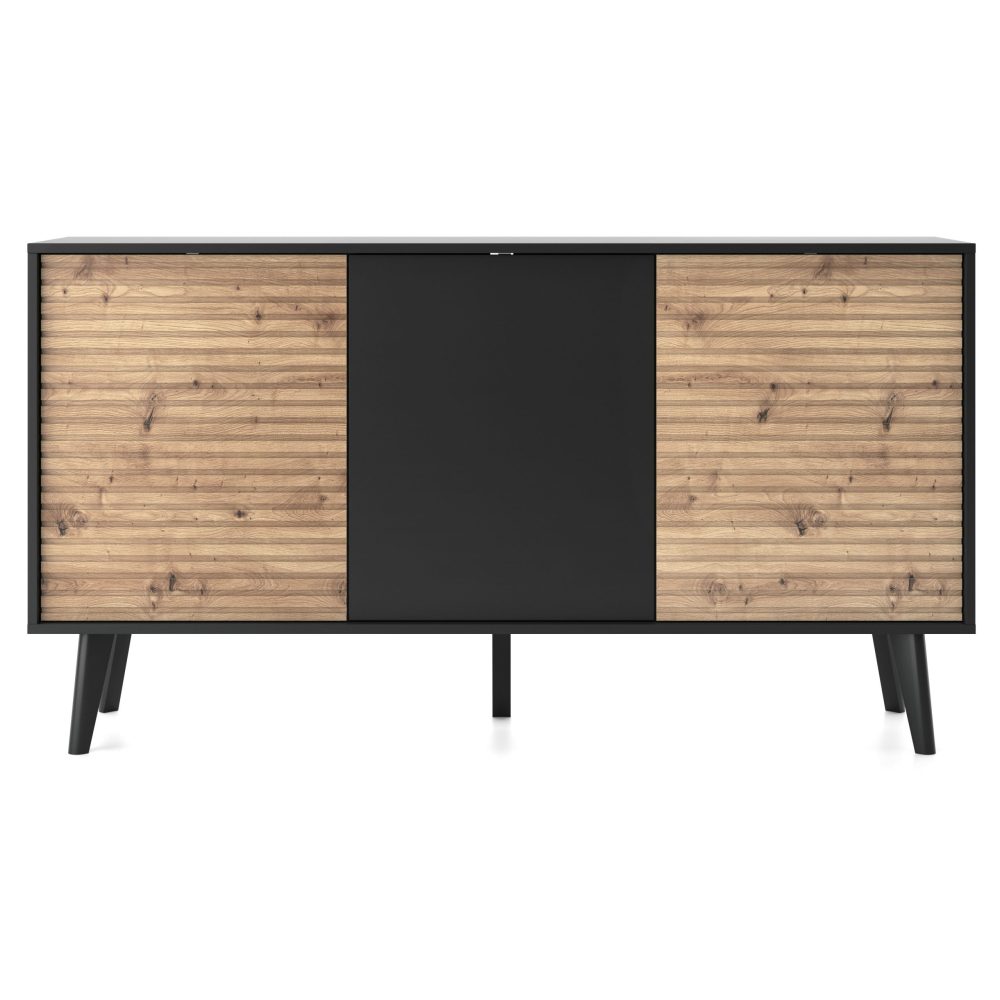 Saskatoon K154 – Kommode, schwarz, Eiche artisan, Breite 154 cm, Höhe 83 cm, Tiefe 39 cm – Bild 5