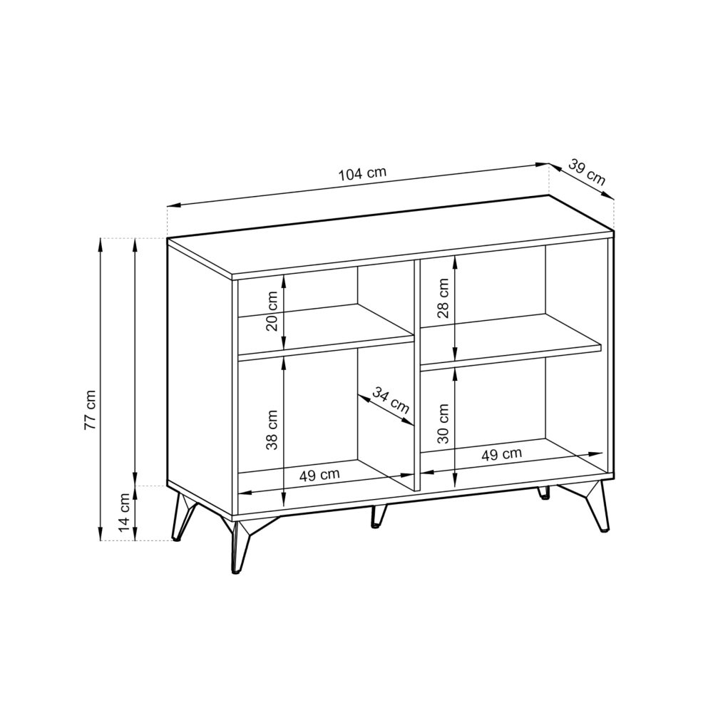 Jasper K104 – Kommode, Evoke Eiche, schwarz, Breite 104 cm, Höhe 119 cm, Tiefe 39 cm – Bild 2