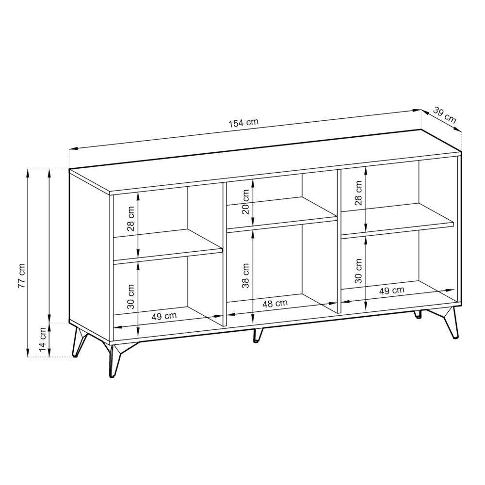 Kommode Jasper K154 – Breite 154 cm, Höhe 77 cm, Tiefe 39 cm – Bild 2
