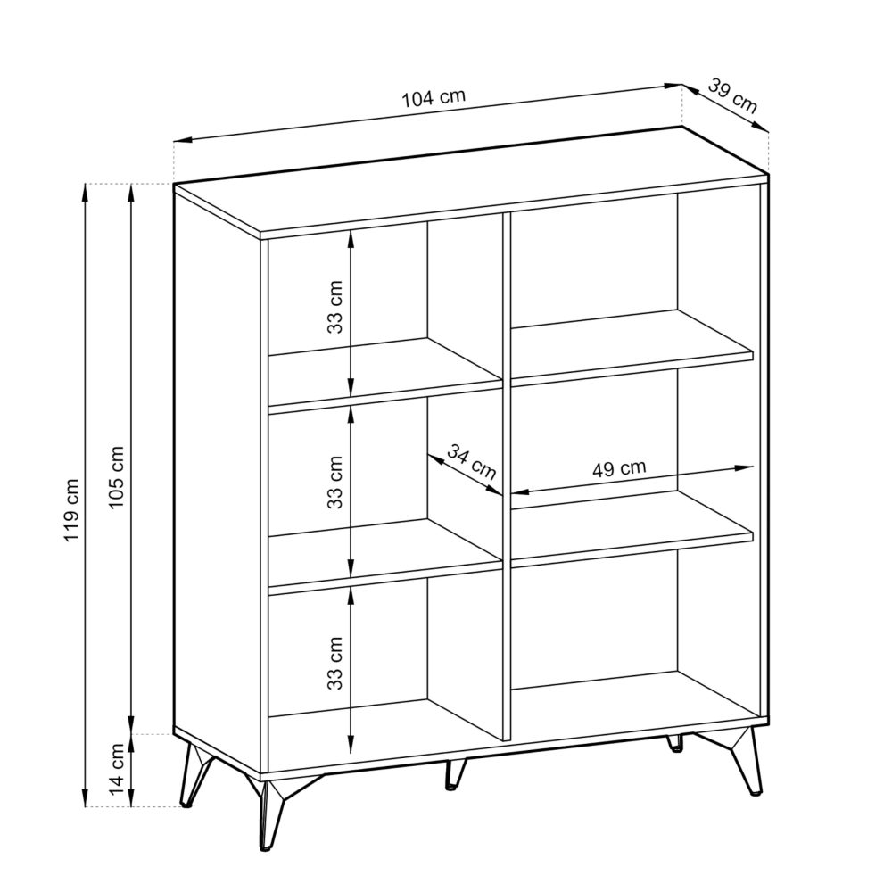 Jasper KD104 – Kommode, Evoke Eiche, schwarz, Breite 104 cm, Höhe 77 cm, Tiefe 39 cm – Bild 2