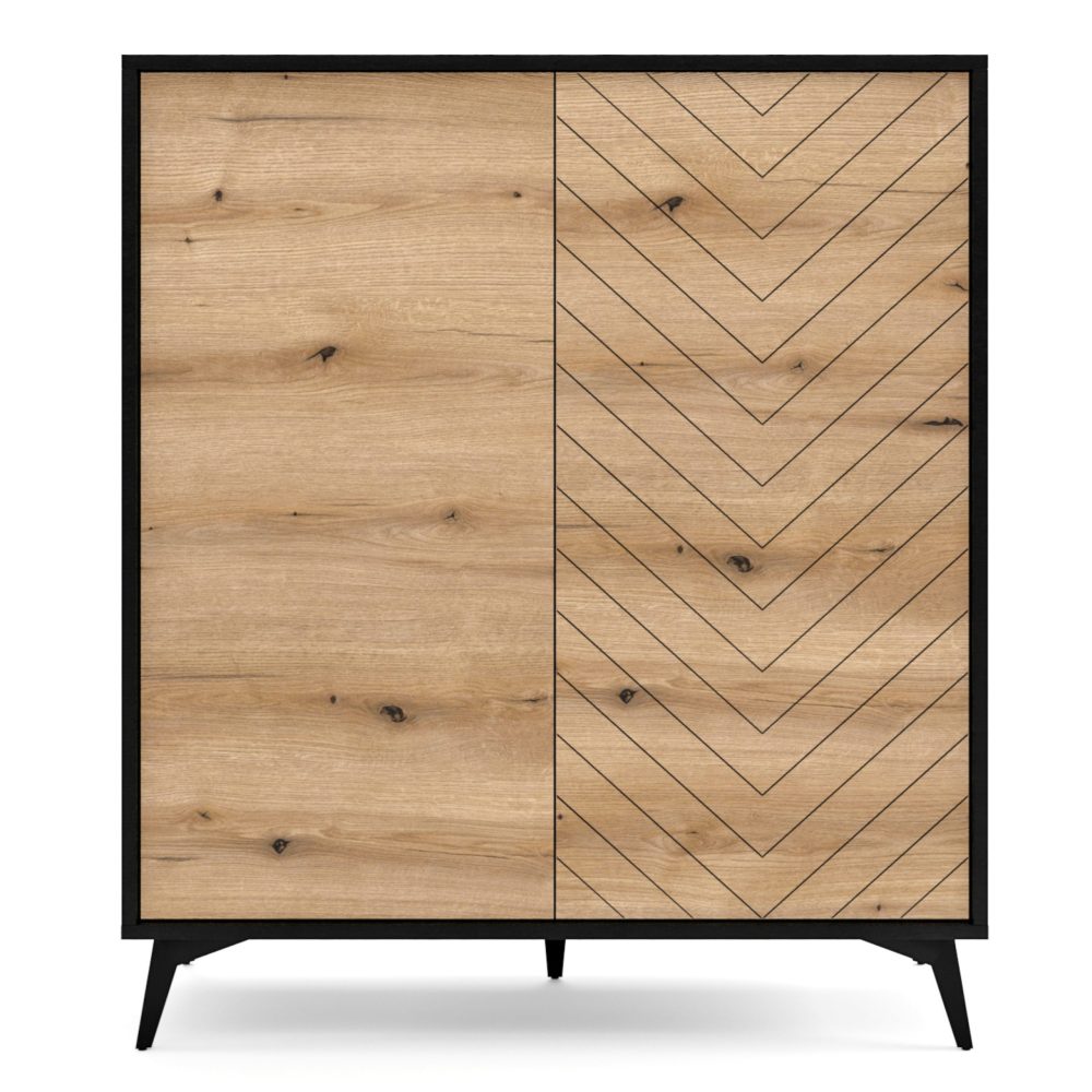 Jasper KD104 – Kommode, Evoke Eiche, schwarz, Breite 104 cm, Höhe 77 cm, Tiefe 39 cm – Bild 5