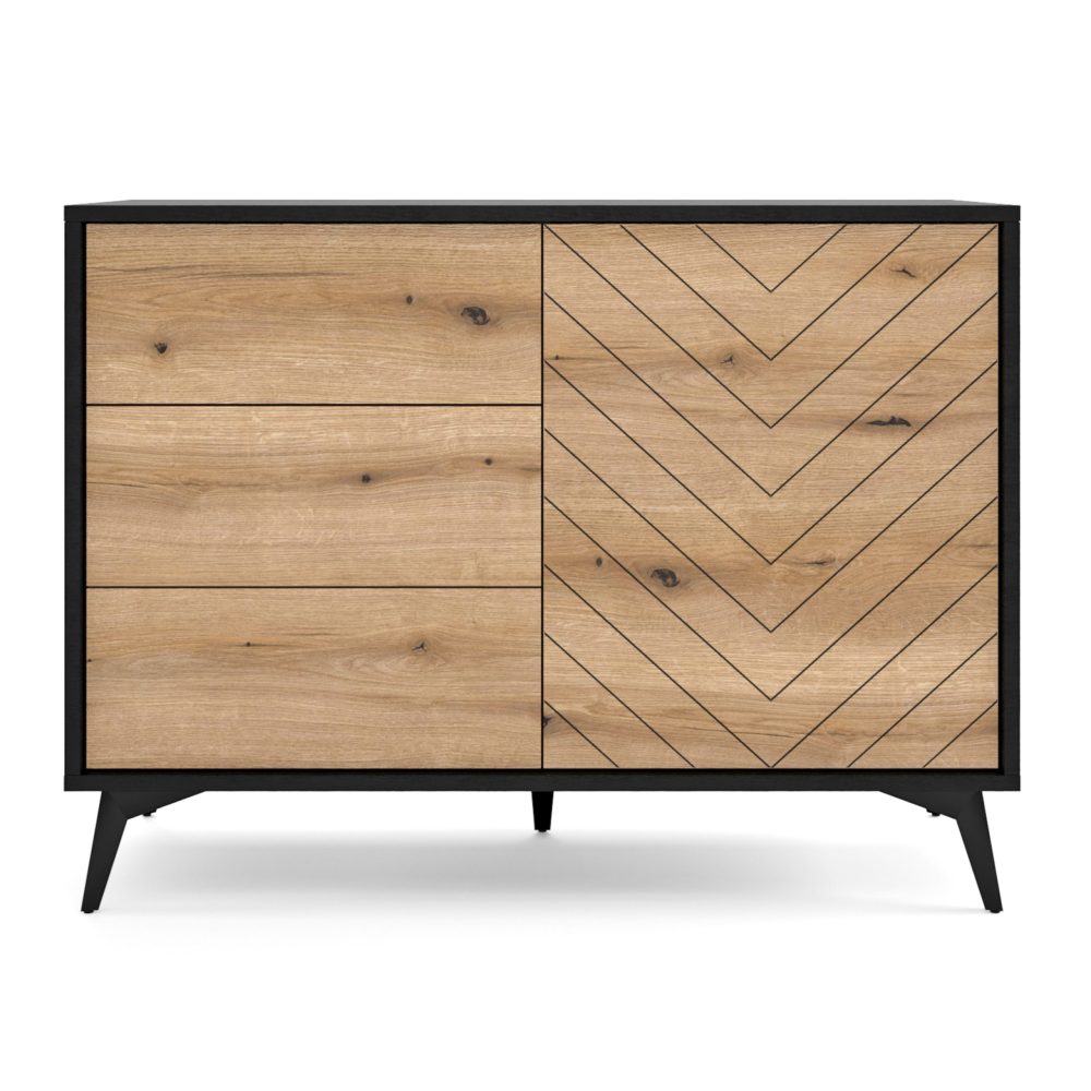 Jasper KSZ104 Kommode – Kommode, Evoke Eiche, schwarz, Breite 104 cm, Höhe 77 cm, Tiefe 39 cm – Bild 5