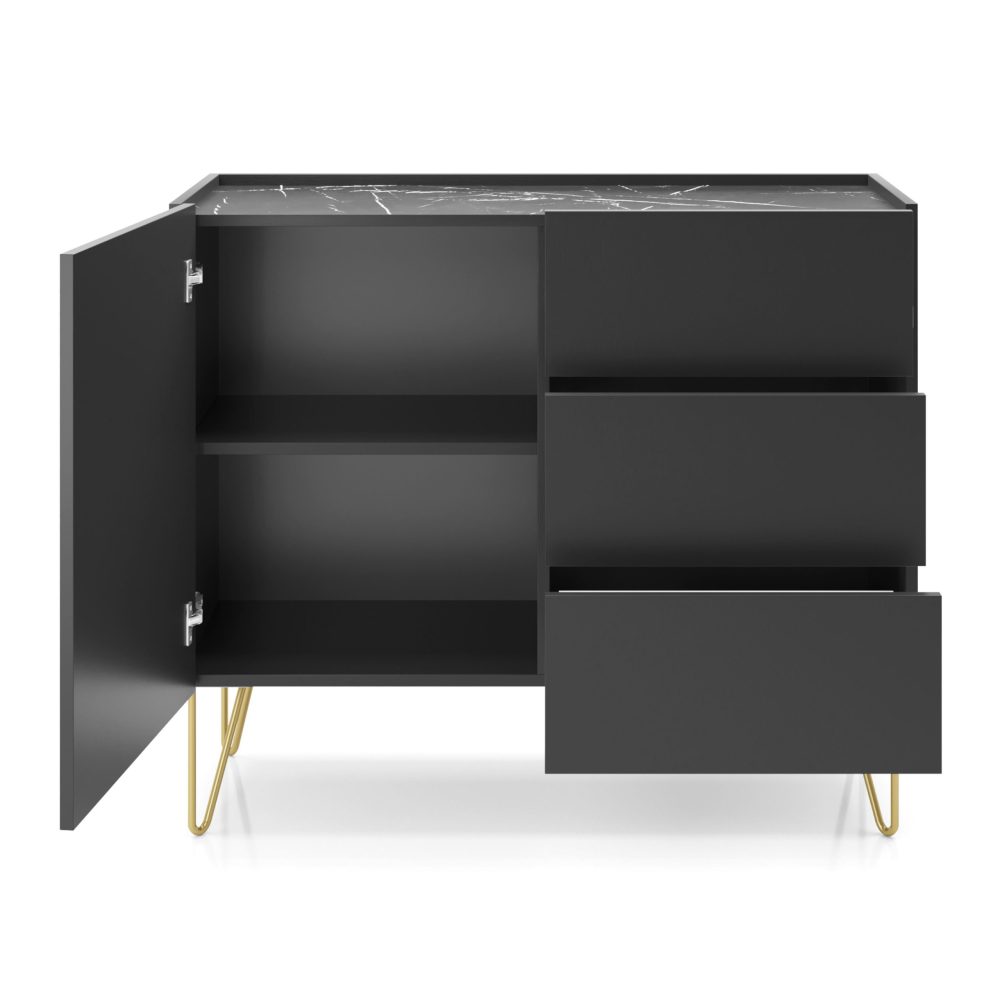 Canmore KSZ97 Kommode – schwarz graphit, Breite 97 cm, Höhe 83 cm, Tiefe 37 cm – Bild 3