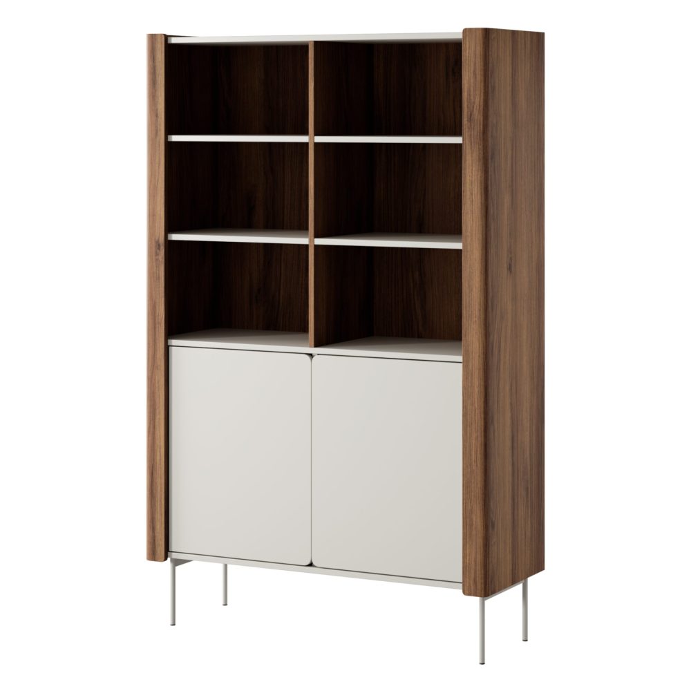 Guelph R105 – Bücherregal, Nussbaum, Kaschmir, Breite 105 cm, Höhe 167 cm, Tiefe 39 cm – Bild 1