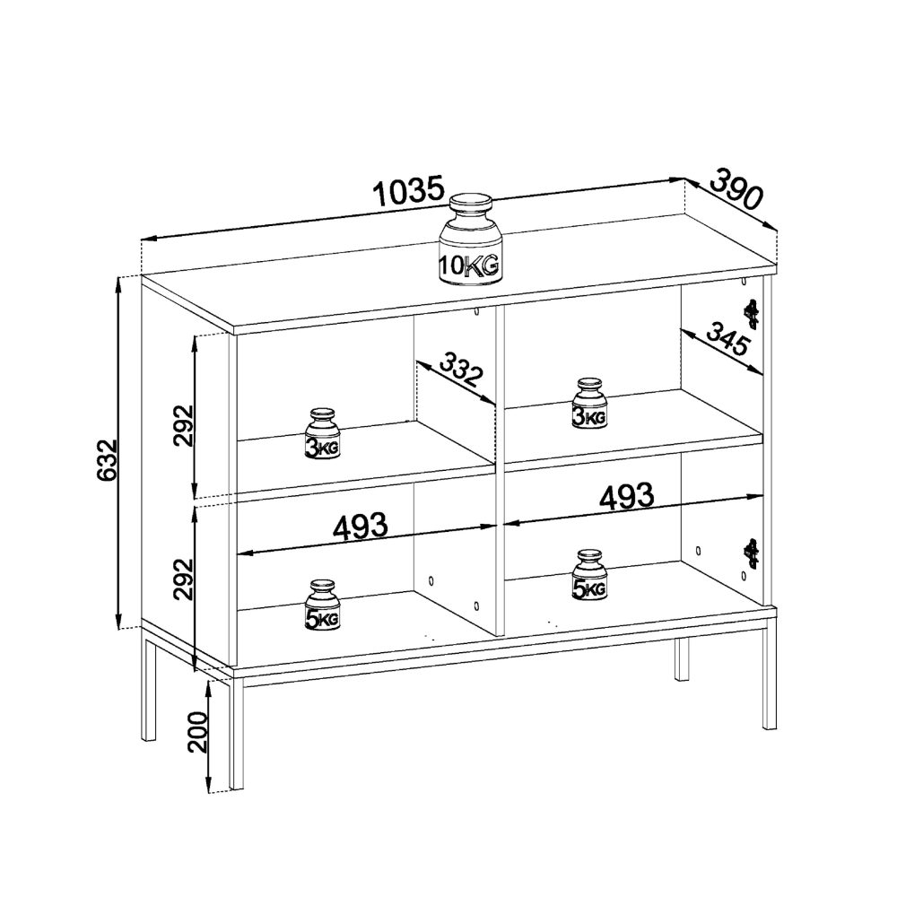 Laval K104 LED – dreitürige Kommode mit Beleuchtung, Kaschmir, Breite 104 cm, Höhe 83 cm, Tiefe 39 cm – Bild 2
