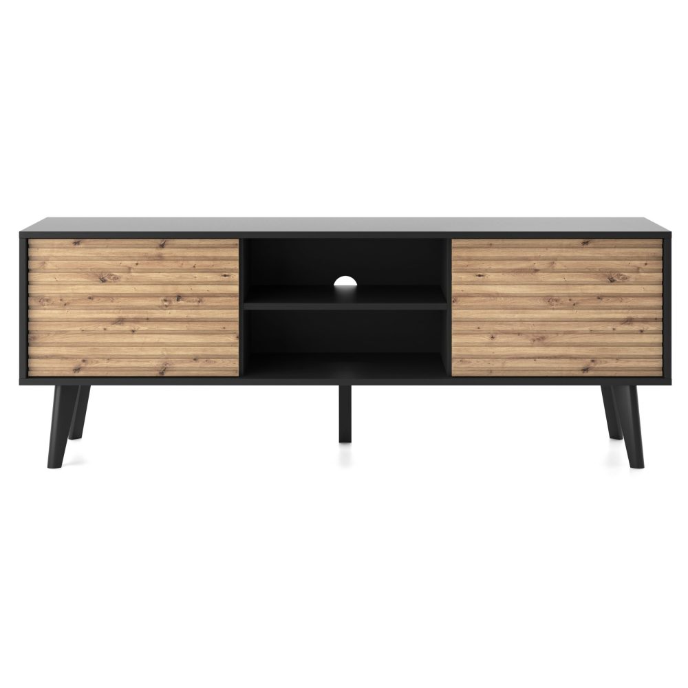 Saskatoon RTV154 – TV-Schrank, schwarz, Eiche artisan, Breite 154 cm, Höhe 56 cm, Tiefe 39 cm – Bild 5