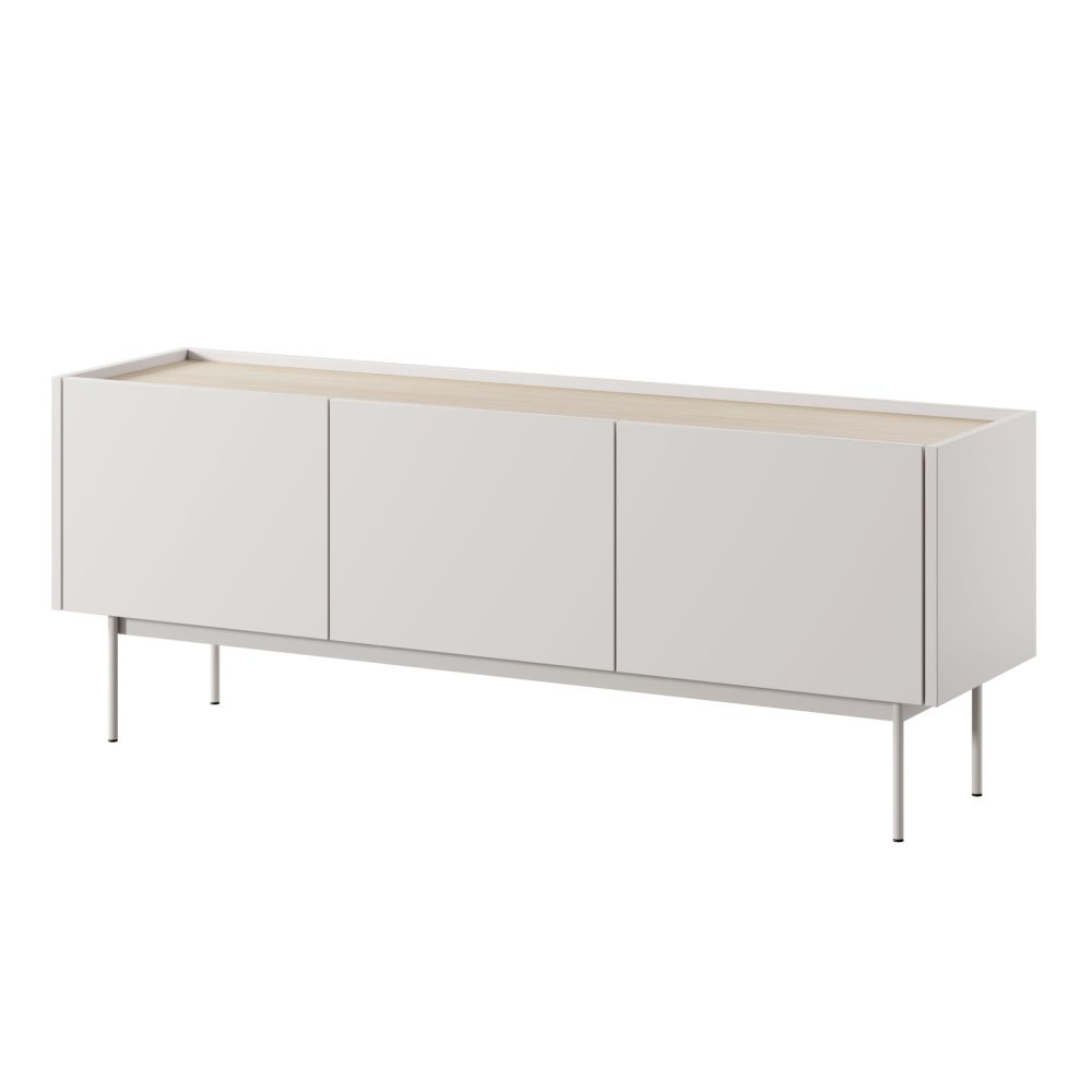 Kelowna TV-Schrank – Kaschmir, Eiche Linea – Breite 144 cm, Höhe 55 cm, Tiefe 37 cm