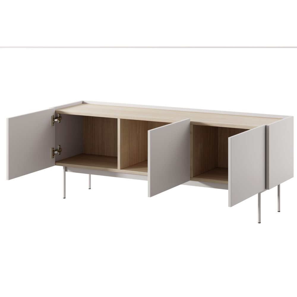 Kelowna TV-Schrank – Kaschmir, Eiche Linea – Breite 144 cm, Höhe 55 cm, Tiefe 37 cm – Bild 3