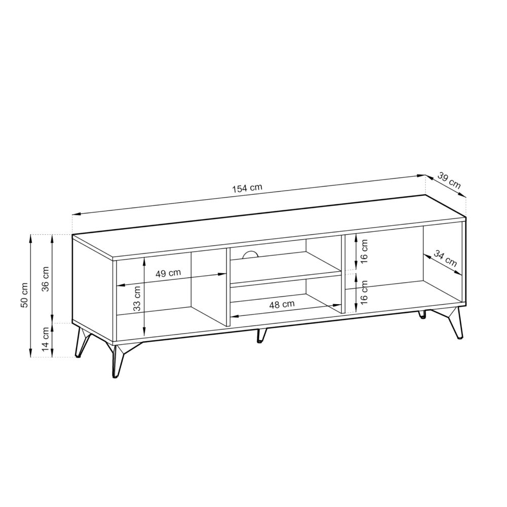 Jasper TV-Schrank 154 cm – Breite 154 cm, Höhe 56 cm, Tiefe 39 cm – Bild 2