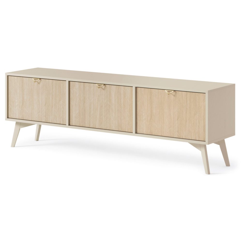 Tofino RTV158 – TV-Schrank, sandbeige, Fischgrät-Skandi, Breite 158 cm, Höhe 52 cm, Tiefe 38 cm