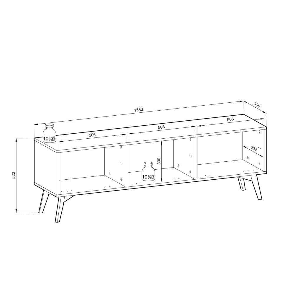 Tofino RTV158 – TV-Schrank, sandbeige, Fischgrät-Skandi, Breite 158 cm, Höhe 52 cm, Tiefe 38 cm – Bild 2