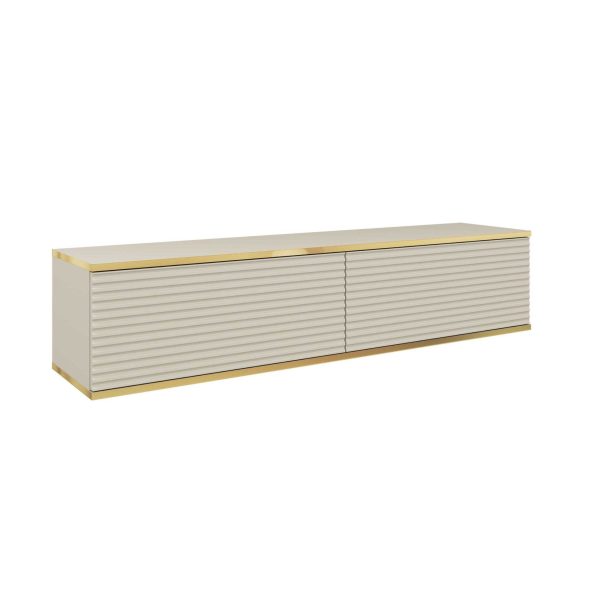 Banff RTV135 MDF – TV-Schrank, beige matt, Eiche handwerklich, Breite 135 cm, Höhe 30 cm, Tiefe 32 cm