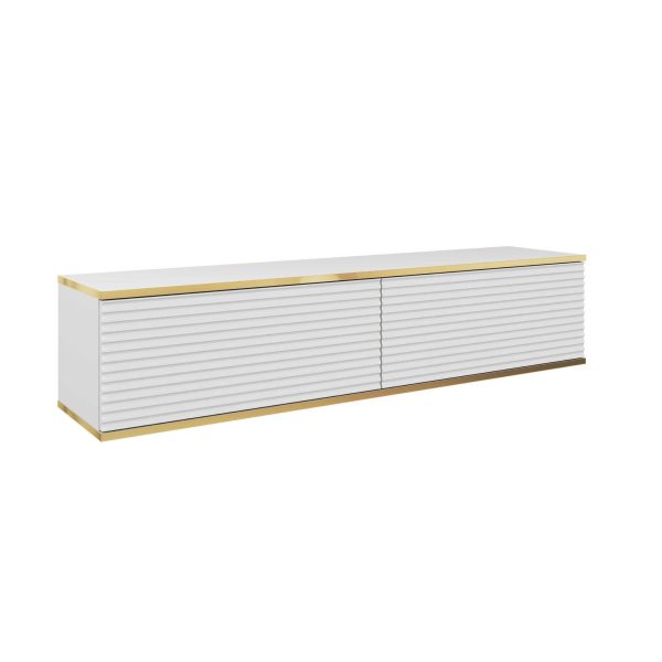 Banff RTV135 MDF – TV-Schrank, weiß matt, Eiche handwerklich, Breite 135 cm, Höhe 30 cm, Tiefe 32 cm