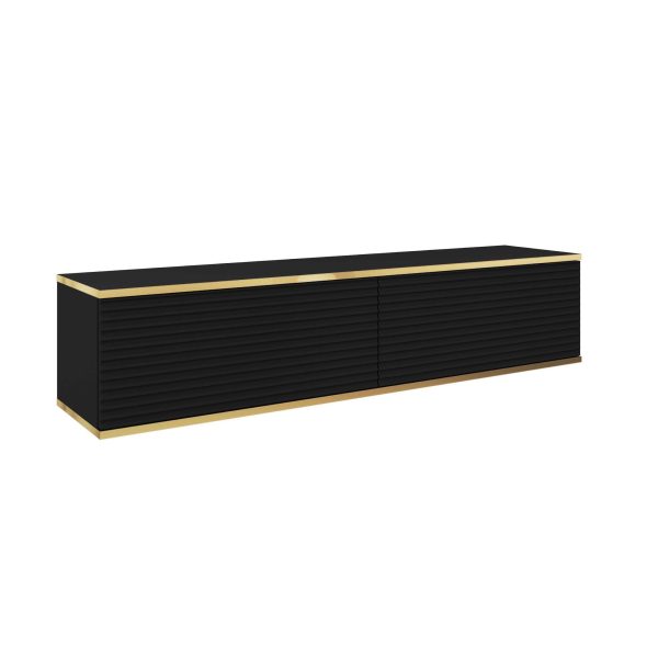 Banff RTV135 MDF – TV-Schrank, mattschwarz, Eiche artisan, Breite 135 cm, Höhe 30 cm, Tiefe 32 cm