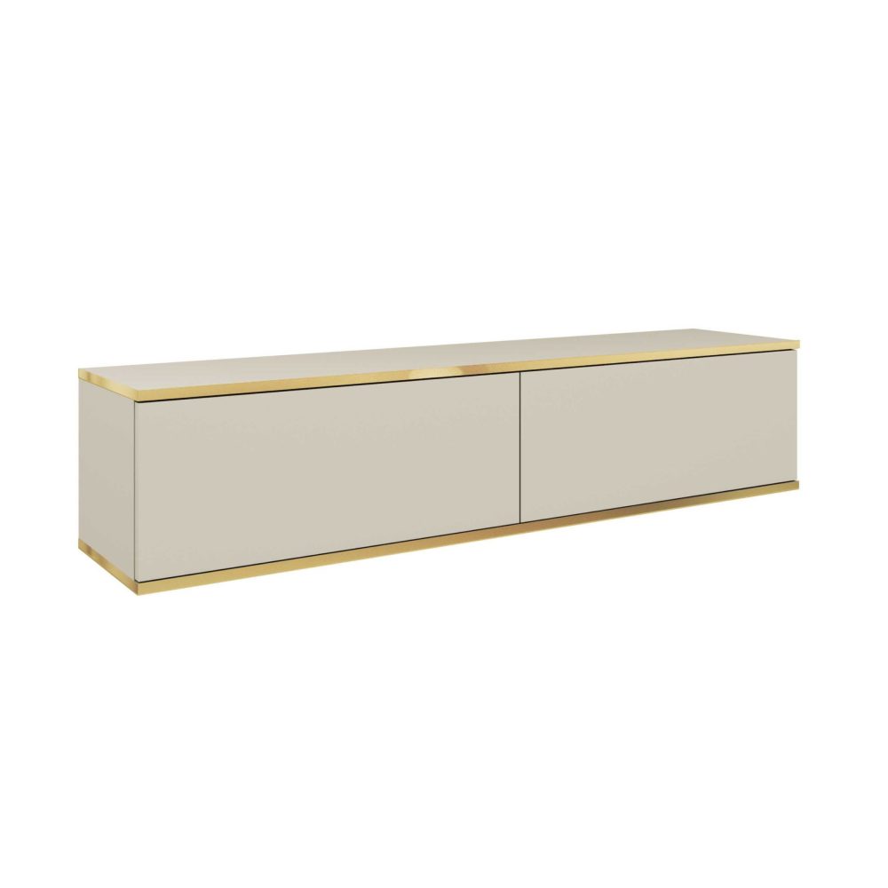 Banff RTV135 – TV-Schrank, beige glatte Front, Eiche handwerklich, Breite 135 cm, Höhe 30 cm, Tiefe 32 cm