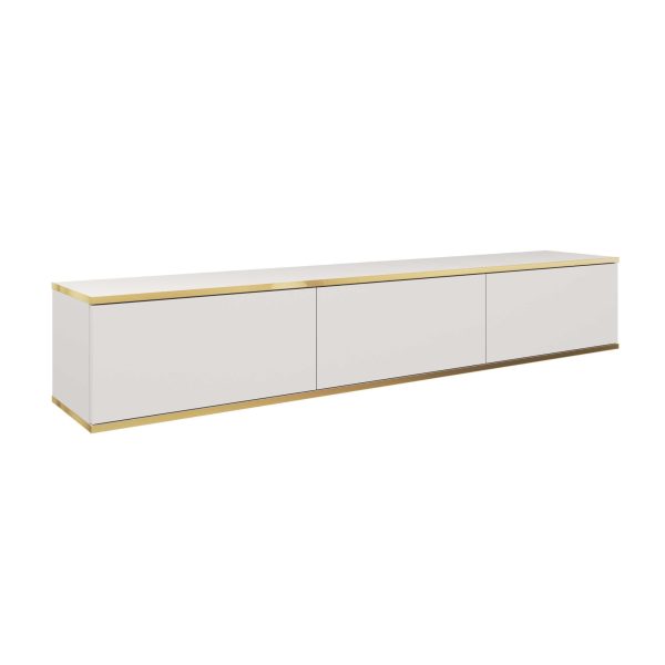 Banff RTV175 – TV-Schrank, weiße glatte Front, Eiche Artisan, Breite 175 cm, Höhe 30 cm, Tiefe 32 cm