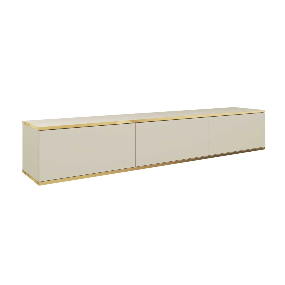 Banff RTV175 – TV-Schrank, beige glatte Front, Eiche handwerklich, Breite 175 cm, Höhe 30 cm, Tiefe 32 cm – Bild 1