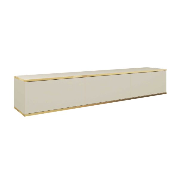 Banff RTV175 – TV-Schrank, beige glatte Front, Eiche handwerklich, Breite 175 cm, Höhe 30 cm, Tiefe 32 cm